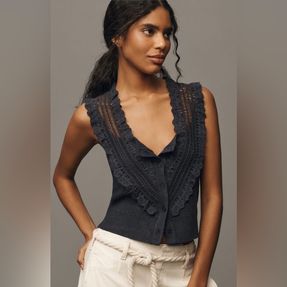 ✨Anthropologie Crafted Bib Sweater Tank Sz XL - Picture 5 of 10